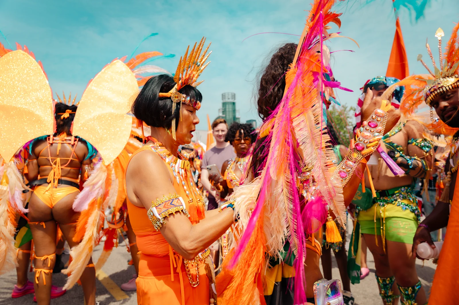 Costumed performers and spectators at Toronto Carnival